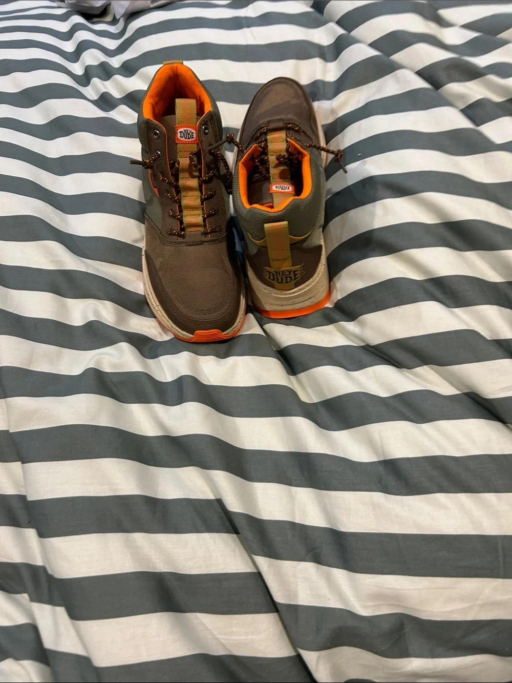 Hey Dude Men's Brown with Orange Accent Casual Boots